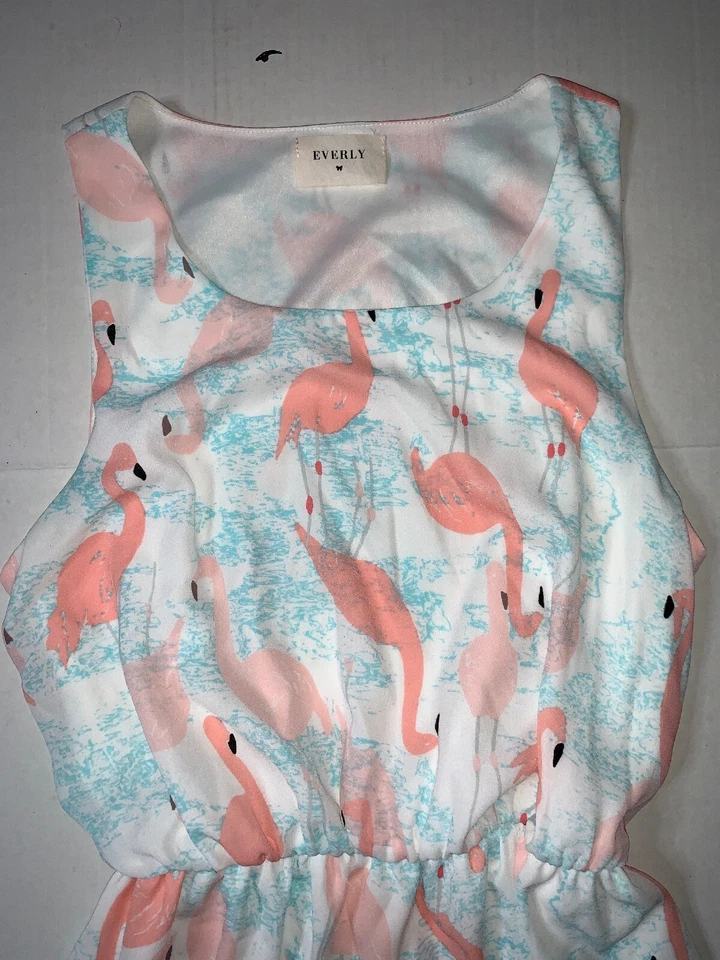 Preowned- Everly Sleeveless Pouf Flamingo Graphic Dress Womens (Size S) - Image 3 of 4