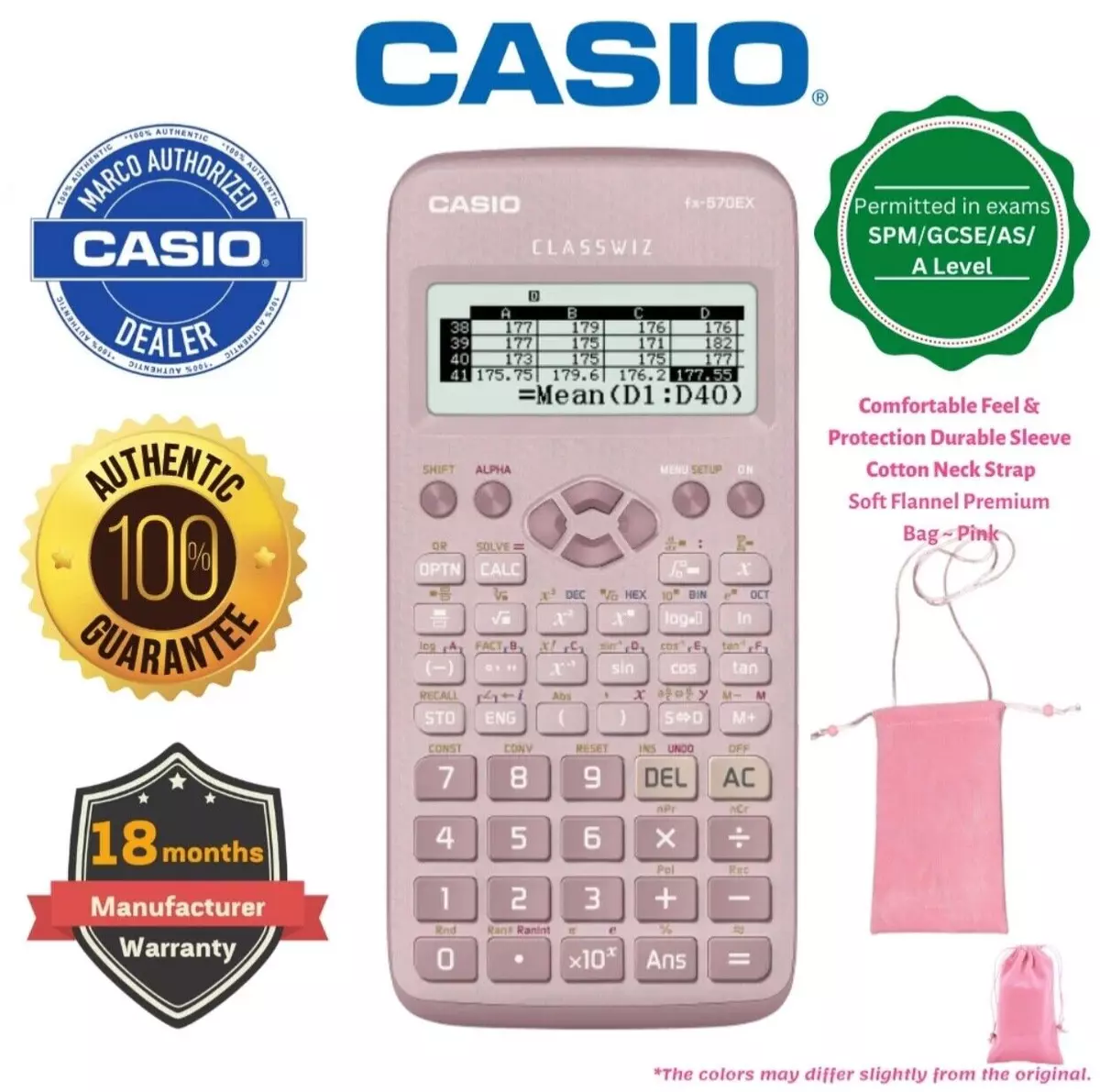 Casio Scientific Calculator FX-991EX-PK With Premium Bag Pink