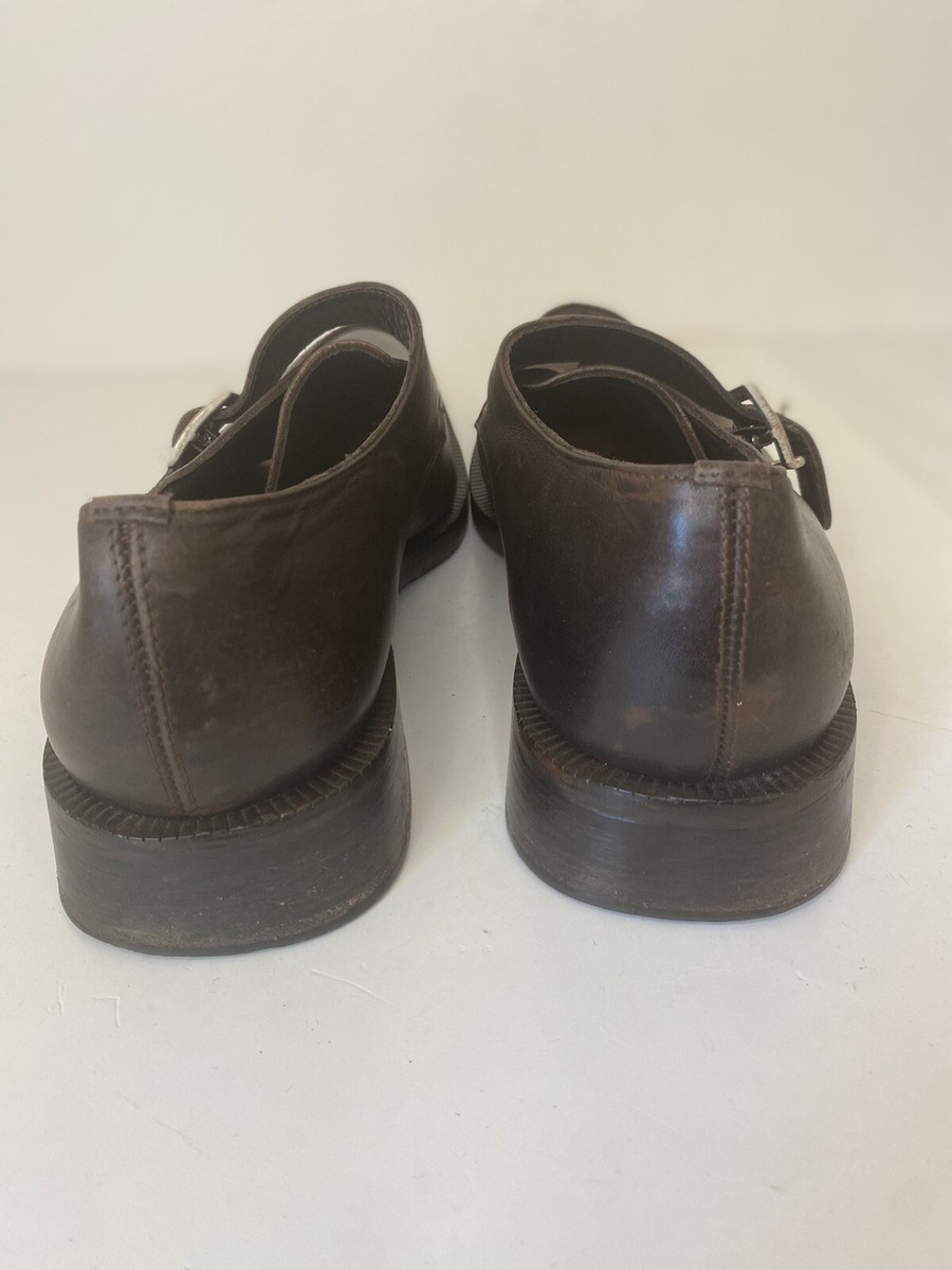 Giorgio Armani Leather Monk Strap dress shoes brown mens 