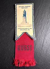 1908 BENJAMIN HARRISON MONUMENT UNVEILING COMMEMORATIVE RIBBON GUEST BADGE D207