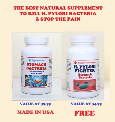 STOMACH BACTERIA - KILL THE BACTERIA H. PYLORI - STOP PAIN - Made USA