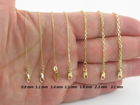 Solid cable gold chain sale