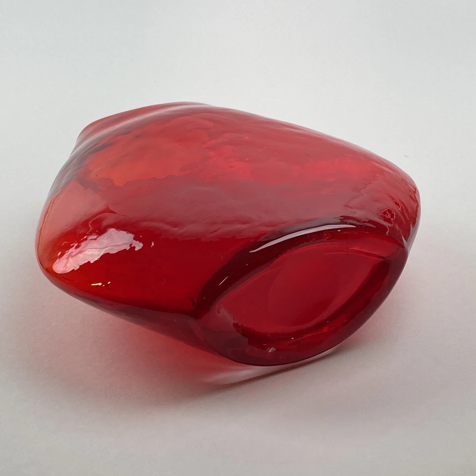 Jarrón de vidrio ámbar rojo rubí moderno vintage 7"x 7"x 2,5" MCM Foto 2 de 4