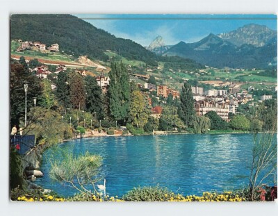 Postcard Clarens Bay with Rochers de Naye and Dent de Jaman Montreux Switzerland