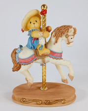 1998 Cherished Teddies Girl Bear Cub Riding Carousel Horse Figurine Gina 502898