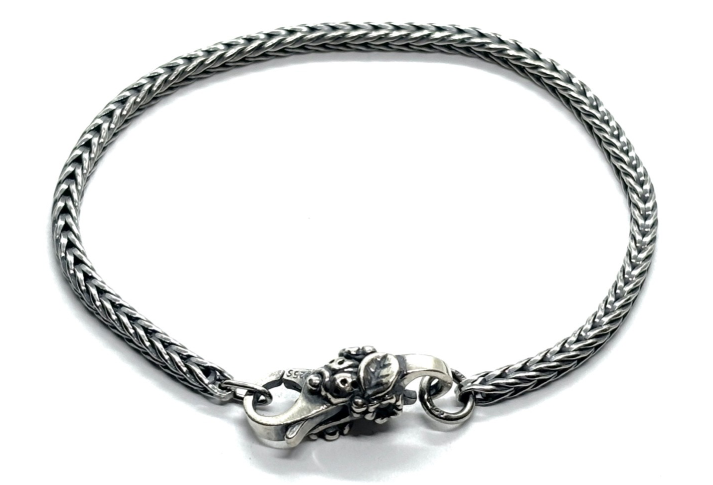 LAA Trollbeads Sterling Silver Charm Bracelet With Good Luck Lock Clasp 7.5”