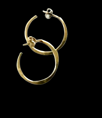 "Vintage Hammered Sterling Silver 1\" Hoop Post Earrings 2 grams"
