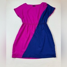 Aqua small color block dress pink navy short sleeve corporate work (bin JJ17)