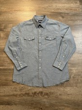 Wrangler Denim Pearl Snap Shirt 17.5x35 Light Wash Western Cowboy B81