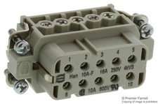 1Pc HARTING 09200102812 Heavy Duty Connector, 10 PE Signal, UL508, Han A Se
