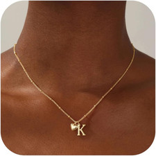 Christmas Gifts for Teens Girls Kids - Gold/Silver Heart Initial Necklaces for W