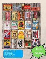 24 Vintage Shop Vinyl Stickers – 1:18 Scale Diorama Gas Station - Series 3