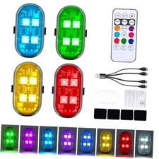Wireless LED Lights with Remote Control, Upgraded 4LEDs 8 Colors, Interior 4PCS