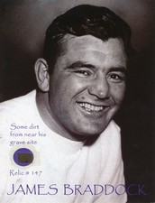 James J. Braddock – Dirt From Near His Grave Site Relic – COA on Back