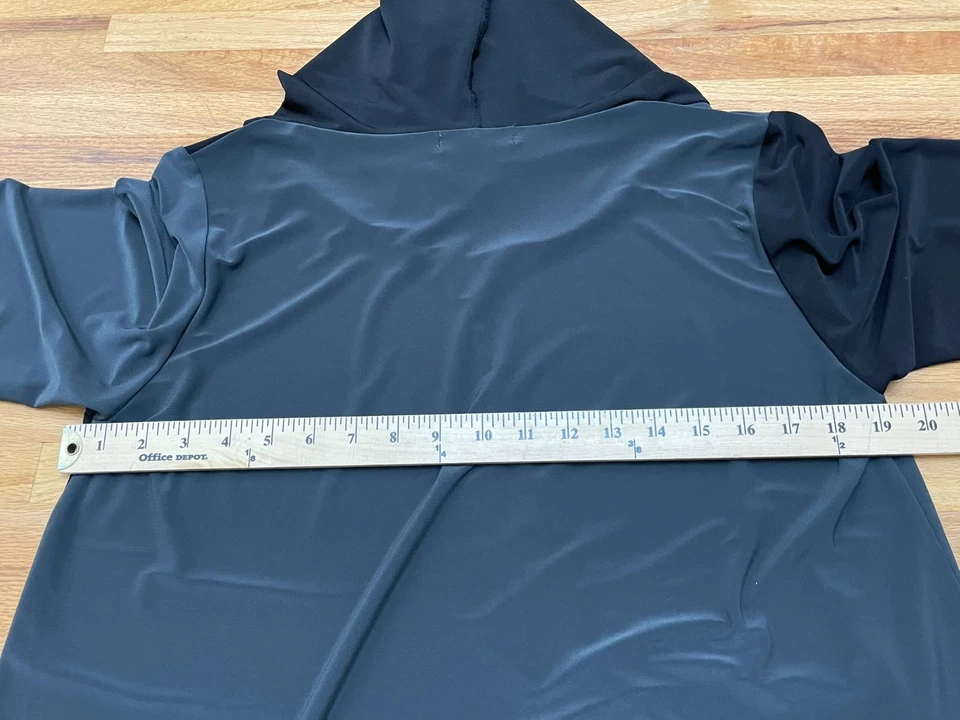 Cómoda túnica top manga larga elástica minimalista con cuello capucha negra M de EE. UU. para mujer Foto 4 de 4