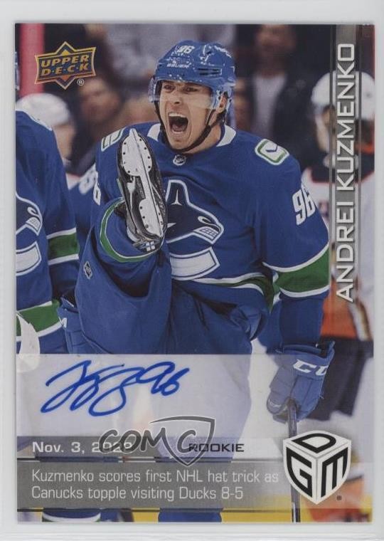 2022-23 Game Dated Moments Achievement Andrei Kuzmenko #10 Rookie Auto RC 0c6
