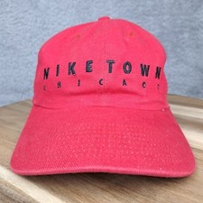 VINTAGE Nike Hat Cap Strap Back Red Black Niketown Chicago Air Jordan Basketball