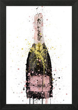 Champagne Bottle Framed Wall Art Poster Canvas Print Picture