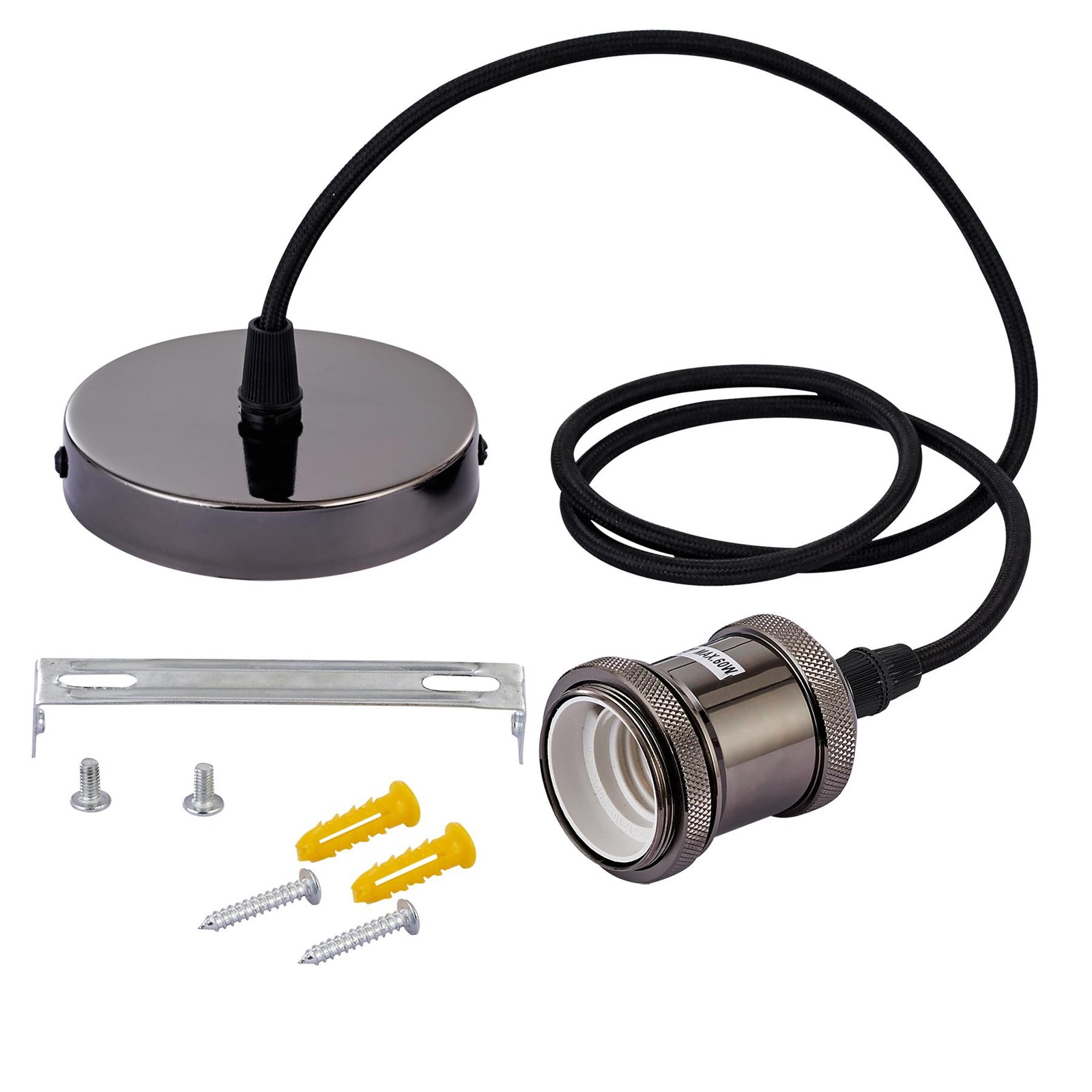 Innoteck Vintage Pendant Lamp Holder E27 Black Retro Industrial Ceiling Light