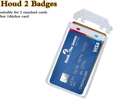 5 Pack Permanent Locking Hard Plastic ID Badge Holder-Vertical Clear ID Badge...