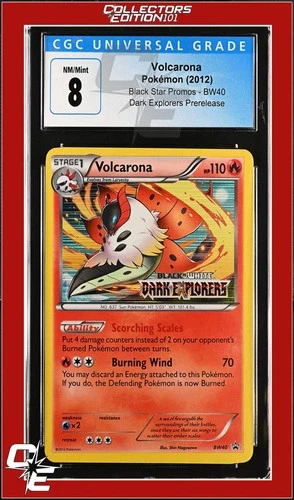BW Black Star Promo Volcarona BW40 Dark Explorers Prerelease CGC 8