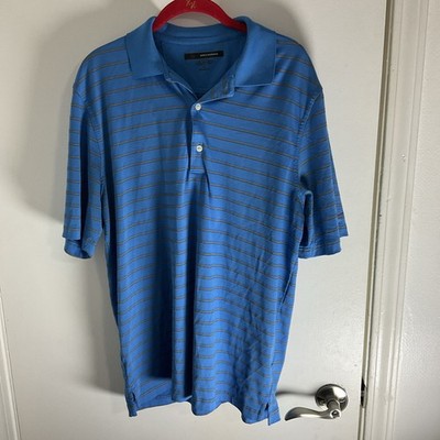 Greg Norman Polo Men s Medium Blue Striped Play Dry Golf