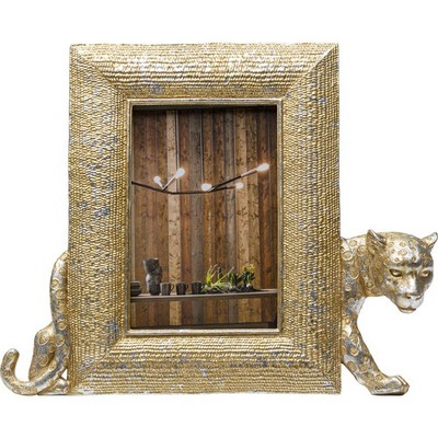 Bilderrahmen Deko Objekt Jaguar Motiv Polyresin Glas Gold Kare Design