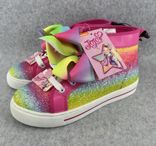 JoJo Siwa Shoes Girls 2 Rainbow Glitter High Top Bow Sneakers NWT Cheer Dance