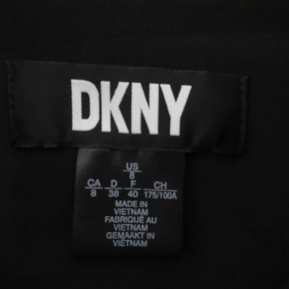 DKNY Shirt Dress 8 Black Ruche Midi LBD Career Office Timeless Capsule Zip NWT - Image 4 of 4