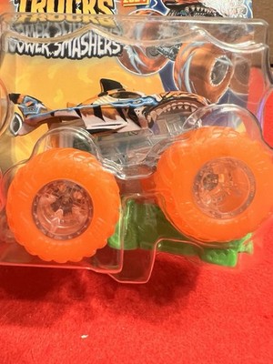 Hot Wheels Monster Trucks 2024  Power Smashers  Tiger Shark with Orange Tires  