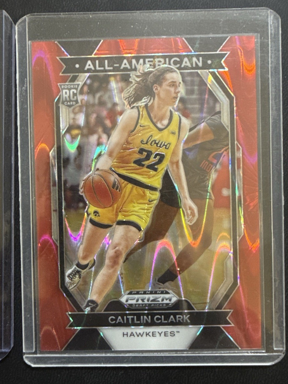 2024 CAITLIN CLARK Panini Prizm Draft Picks All-American Red Seismic /225 #23 RC