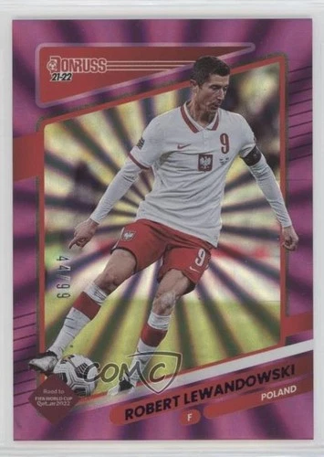 2021 Panini Donruss Road to Qatar Holo Purple Laser /99 Robert Lewandowski #108