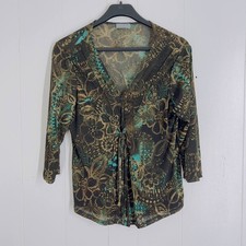 M&S Pre Una Women's Abstract Pattern Polyester V-neck Blouse Size UK 14