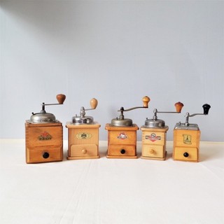 5 old coffee grinders with crank by Zassenhaus Dienes KYM and Trösser