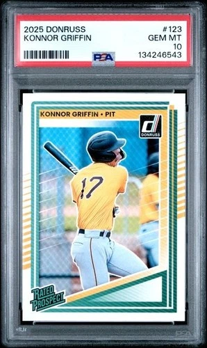 2025 Donruss Rated Prospect KONNOR GRIFFIN #123 (RC) PSA 10 GEM MINT (pop 2)