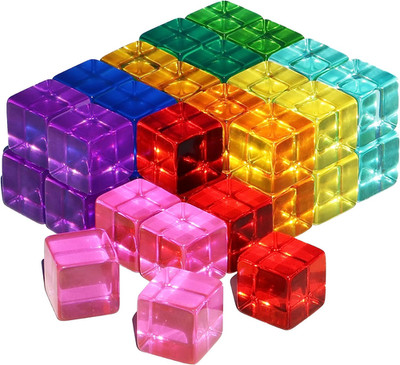 Candywood Rainbow Acrylic Gem Cubes Blocks Children Educational Sensory Training