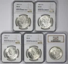 Lot 5 Morgan Silver Dollar $1 Mix Dates NGC MS 64 90% Silver New Orleans Mint