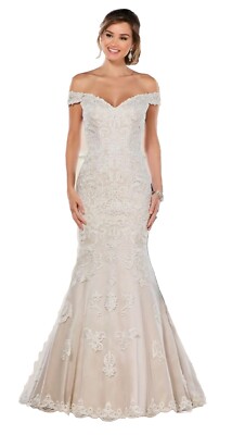 🟣 Stella York 6496 Size 22 Ivory Lace Wedding Dress UK