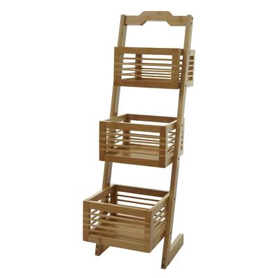 Regal HWC-M21, Standregal Badregal Wohnregal mit 3 Körben, Bambus 77x23x30cm