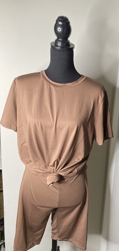 Women’s Short Set Stretchy Color Rust Plus Size Biker Shorts Size 1x-3x