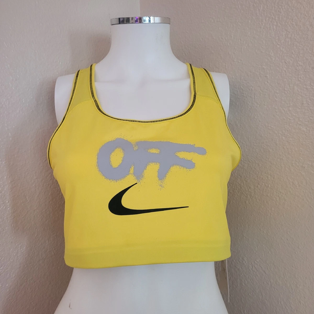 NWT NIKE PRO Women OFF WHITE Sports Bra Extra Large Size Color Yellow