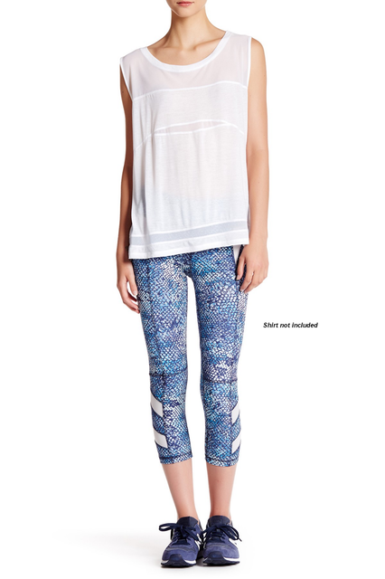 NEW $90 Zobha Reflective Capri Running Fitness Yoga Leggings Snake Diva Blue L | eBay