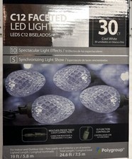 C12 Faceted LED lights 30 ct cool white, 19ft...