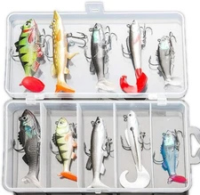 10Pcs Soft Fishing Lures Kits, Pike Lures, Fish Bait Bass Paddle Tail Swimbait