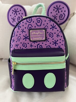 Disney Parks Loungefly Mad Tea Party Mickey Mouse Mini Backpack Purple Green Mickey Mouse: The Main Attraction Mini Backpack by Loungefly  main image 3