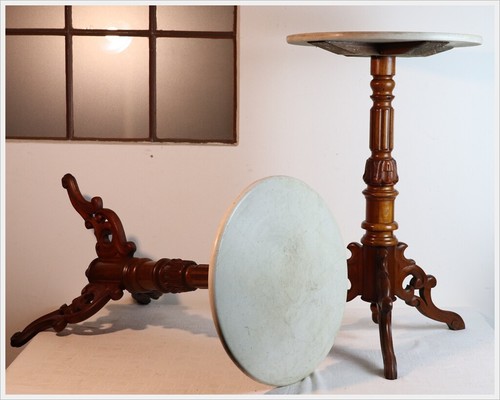 Paar seltener Beistell Tischchen Mahagoni Marmor links und rechts am Sofa - Picture 4 of 11