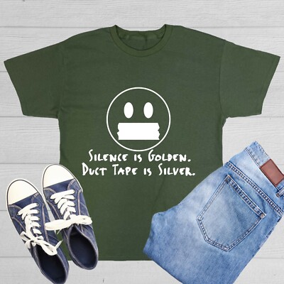 Silence Is Golden Duct Tape Sarcastic  Funny Men's Novelty Adult Humor T-Shirt