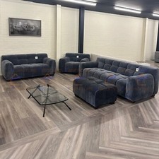 ALUXO® Harlem 1/2/3/4 Seater Sofa Arm Chair Grey Steel Mermaid Velvet Full Range