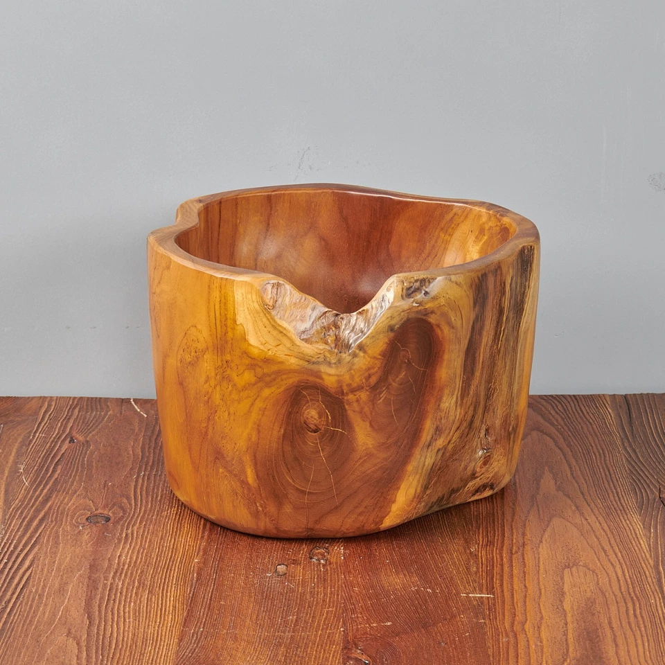 Teak Fruit Bowl Reclaimed Teak 8.3'' Tall Solid Teak Root Bowl Home Decor - Image 3 of 4