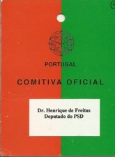 PORTUGAL  PSD POLITICAL PARTY   OFFICIAL CREDENTIAL  CARD